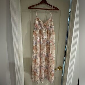 Storia Floral Midi Dress - Cream and Pastel Hues
